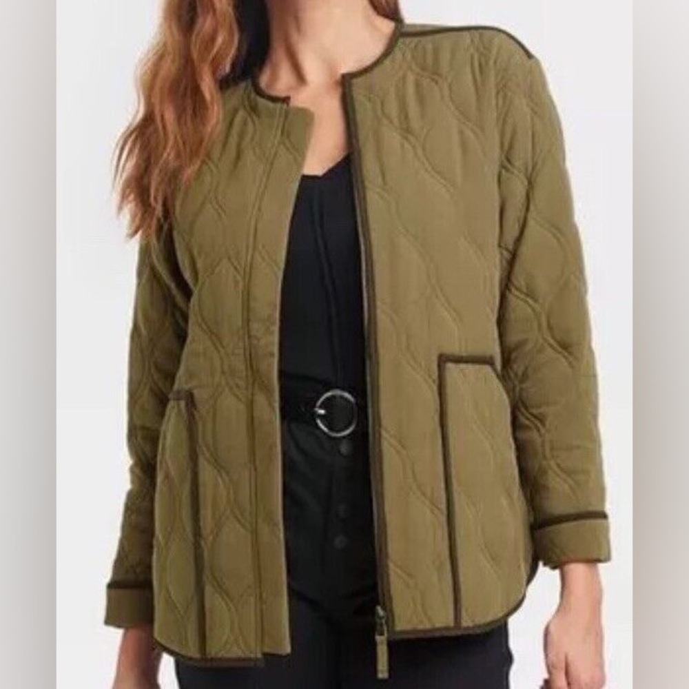 Knox Rose Women’s Quilted Jacket • Olive Green - Picture 3 of 4